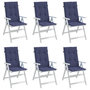 Voir la diapositive 5 : VIDAXL Coussins de chaise a dossier haut lot de 6 bleu marine tissu