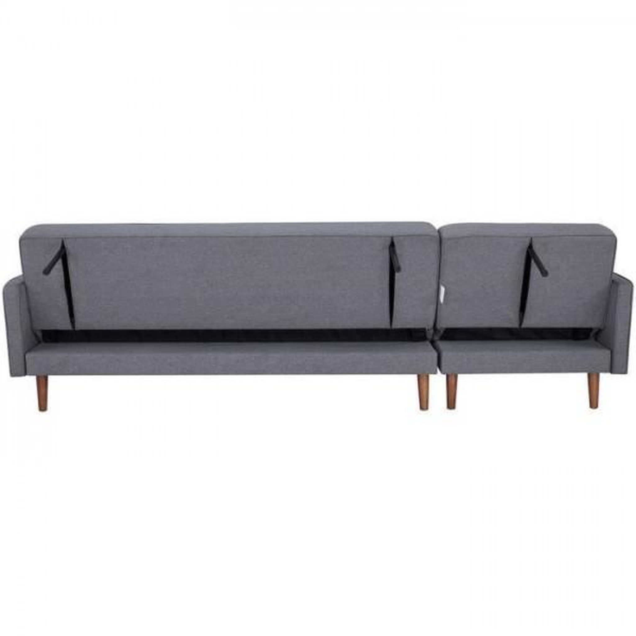 Voir la diapositive 6 : MARKET24 Canapé d'angle convertible 3 places réversible - Tissu gris foncé - Pieds en bois - L 286 x P 169 x H 80 cm - IMANIA