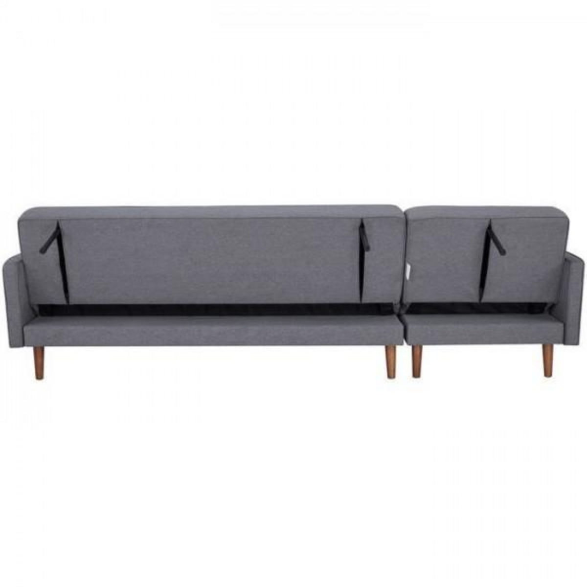 MARKET24 Canapé d'angle convertible 3 places réversible - Tissu gris foncé - Pieds en bois - L 286 x P 169 x H 80 cm - IMANIA