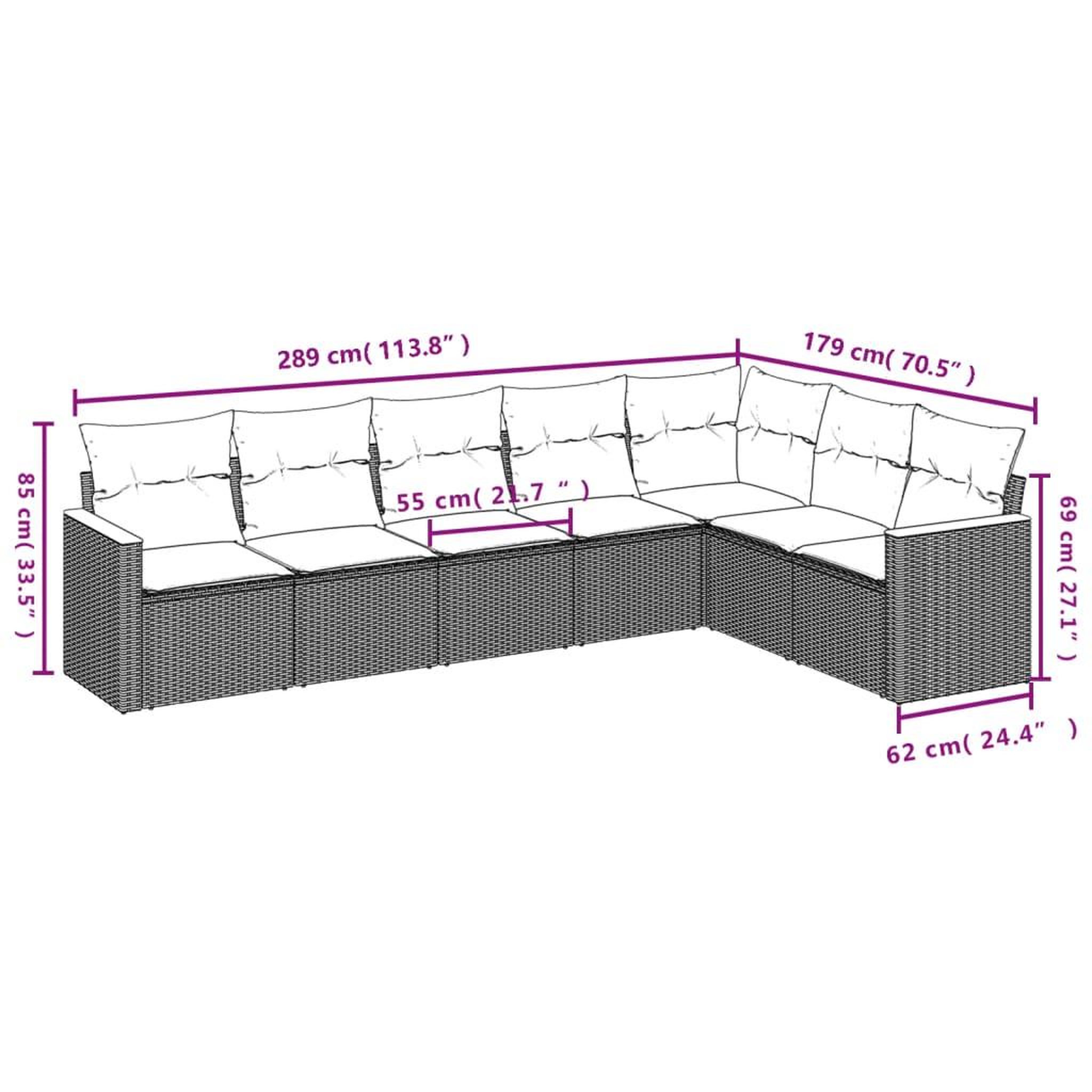 Voir la diapositive 4 : VIDAXL Salon de jardin 7 pcs avec coussins noir resine tressee