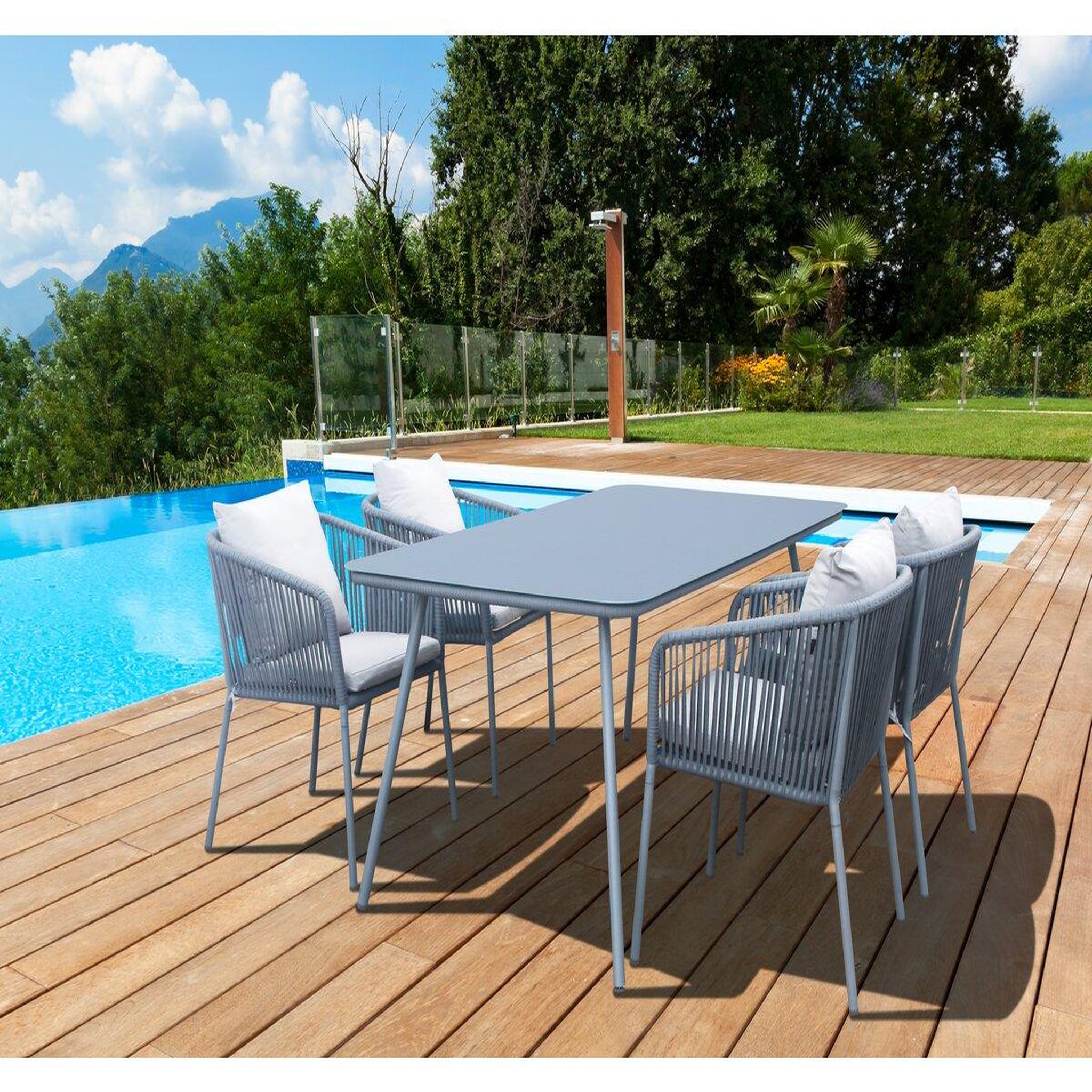 Voir la diapositive 2 : Habitat et Jardin Salon de jardin repas  Léna  - 194 x 70 x 73 cm - Grise