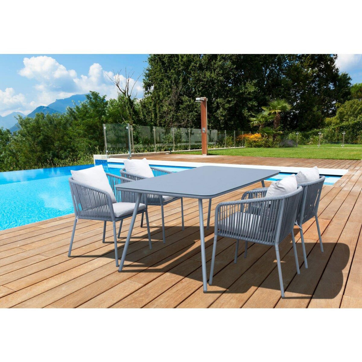Habitat et Jardin Salon de jardin repas  Léna  - 194 x 70 x 73 cm - Grise