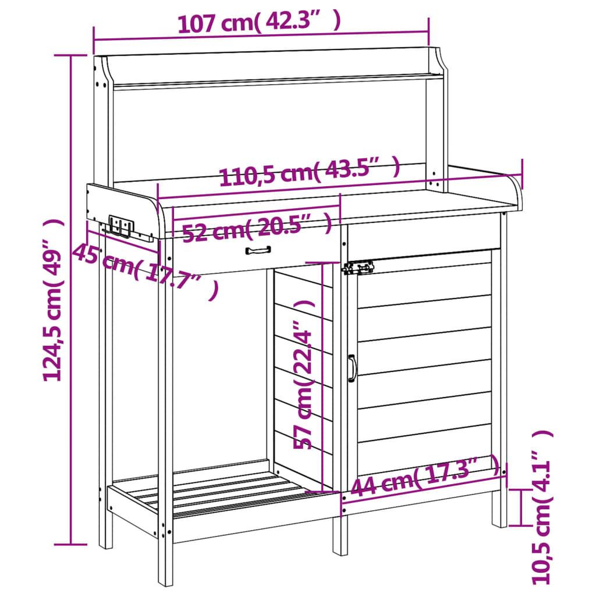 Voir la diapositive 6 : VIDAXL Table de rempotage avec armoire gris bois massif de sapin