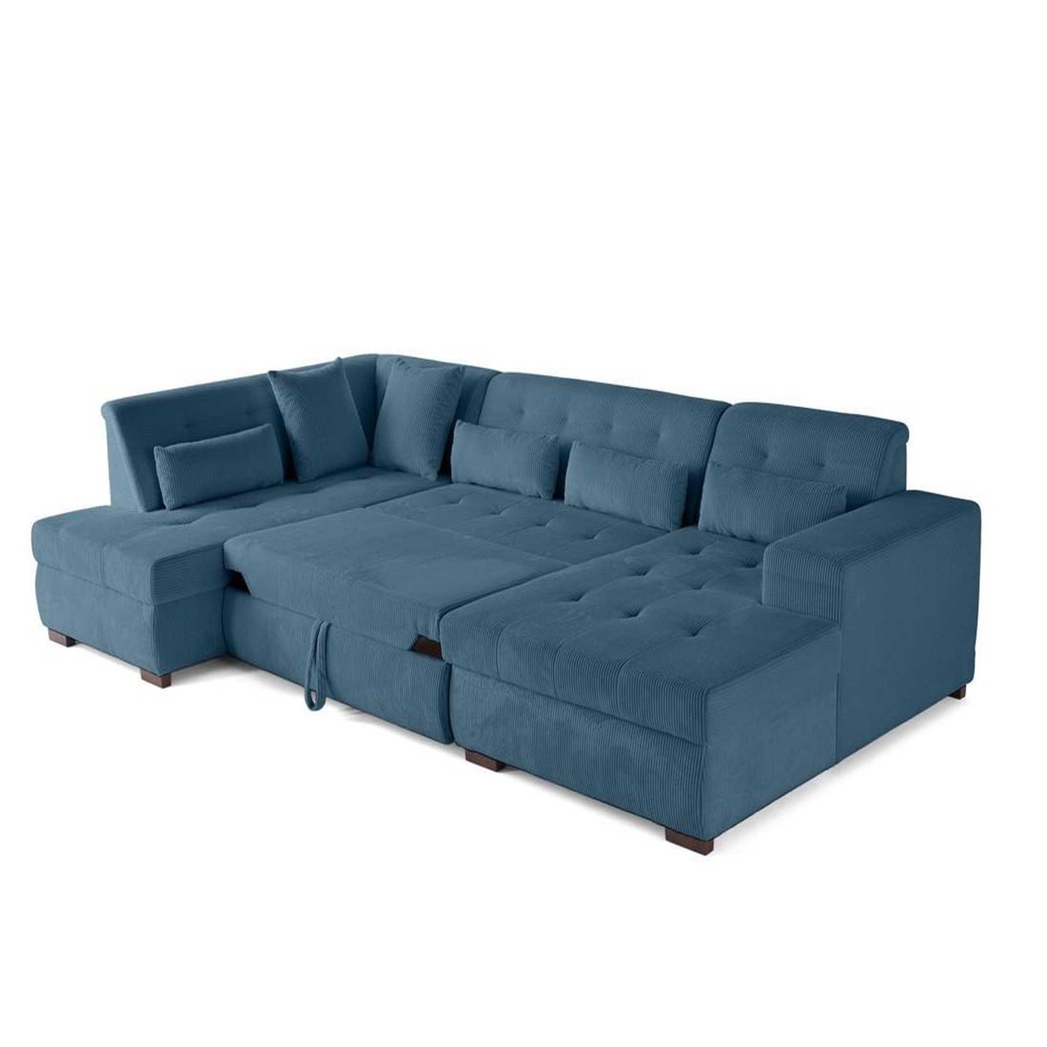 Voir la diapositive 3 : LISA DESIGN Vermont - canapé panoramique d'angle gauche - 7 places - convertible avec coffre - en velours côtelé