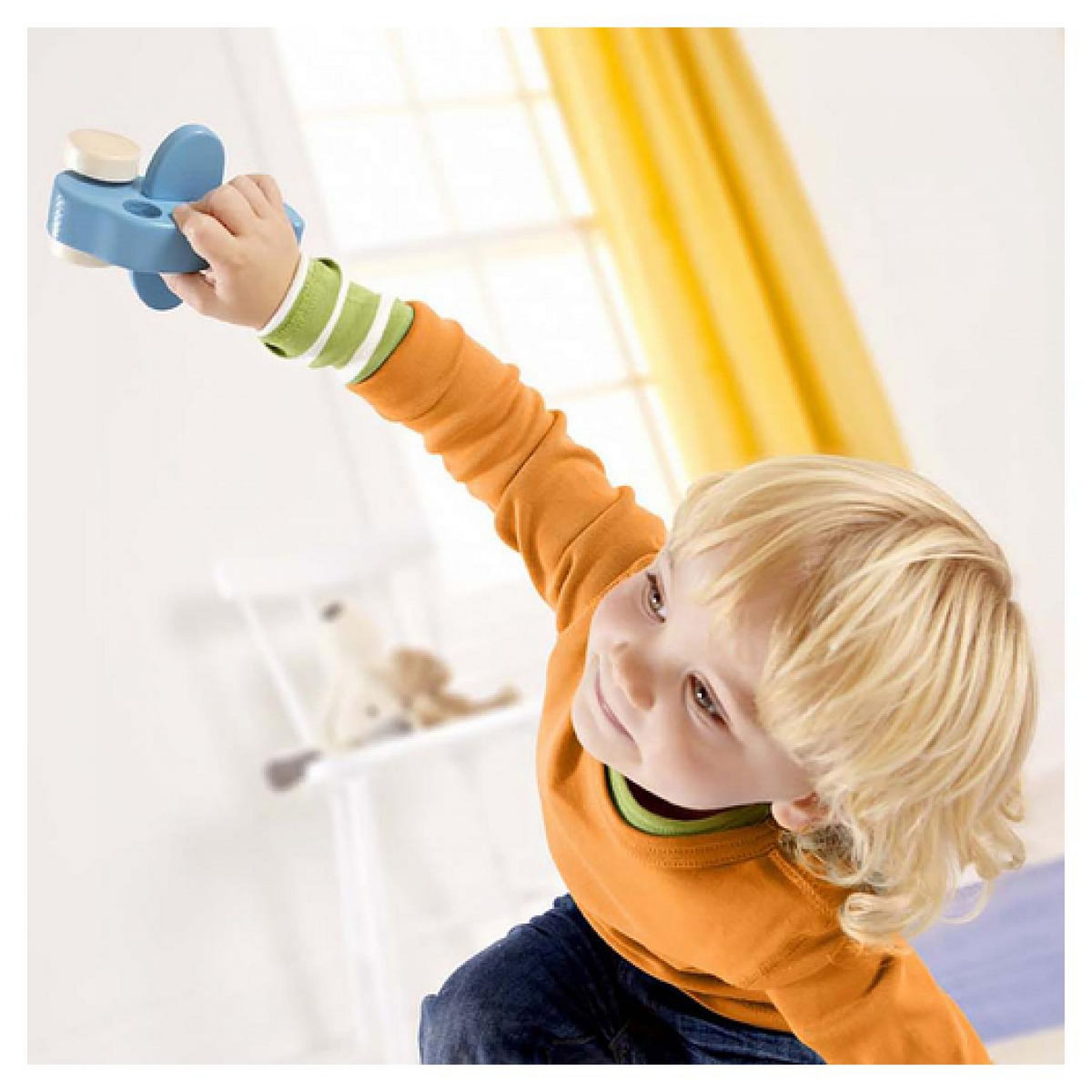 Hape Jouet à Pousser Avion en Bois Hape pour Enfants
