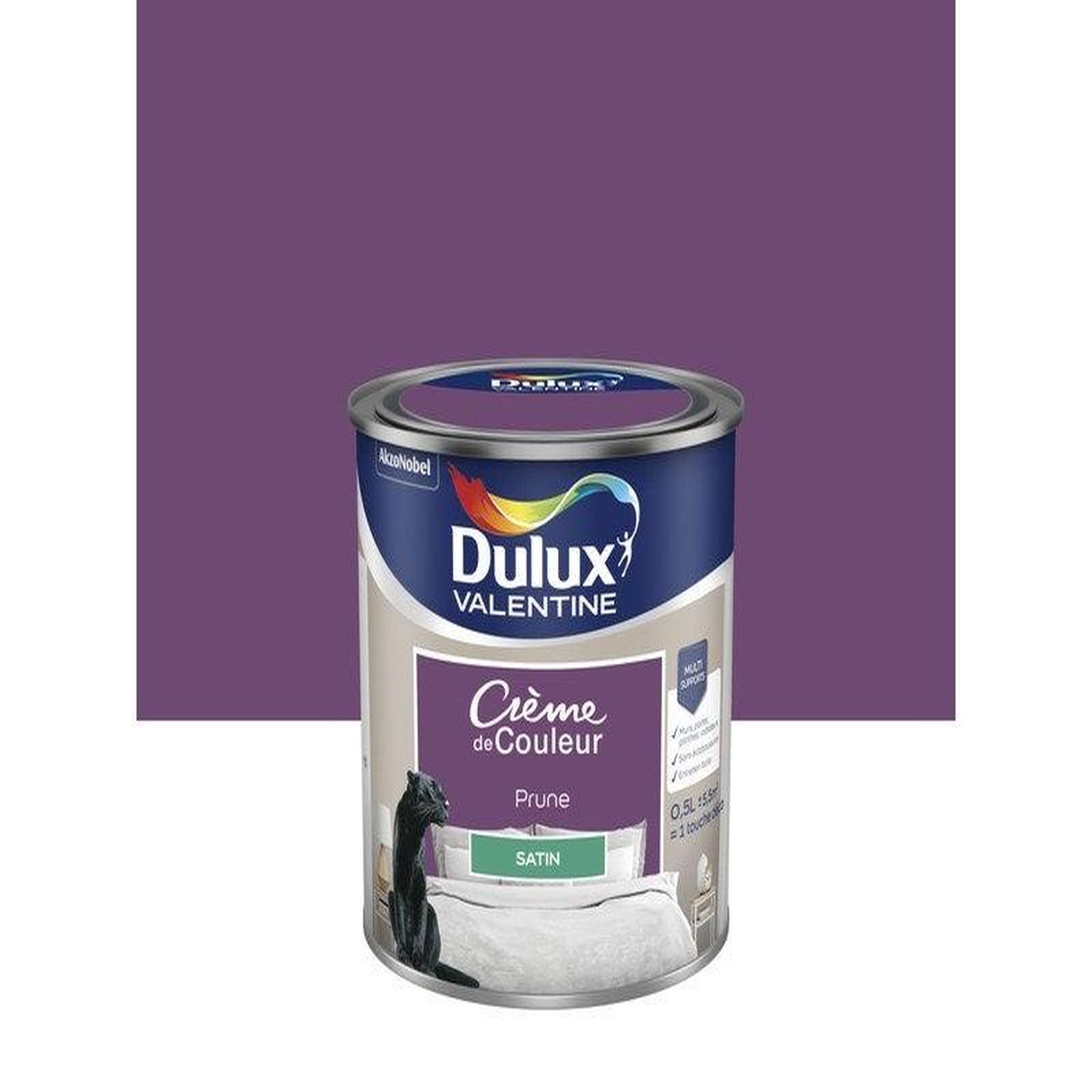 CENTRALE BRICO Peinture mur, boiserie crème de couleur DULUX VALENTINE prune satiné 0.5L