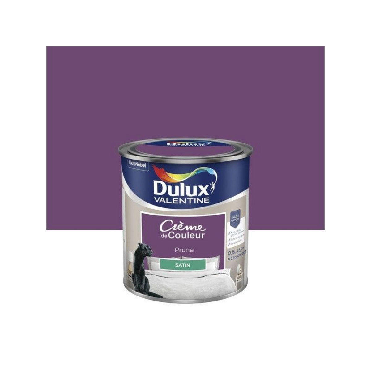 CENTRALE BRICO Peinture mur, boiserie crème de couleur DULUX VALENTINE prune satiné 0.5L