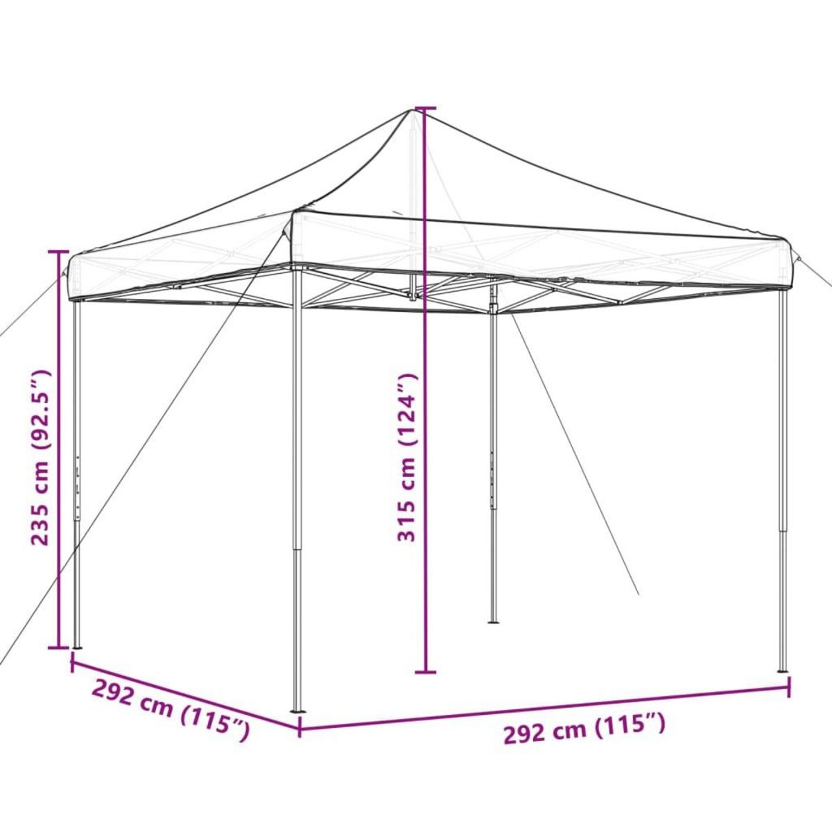 VIDAXL Tente reception pliable escamotable terre cuite 292x292x315 cm