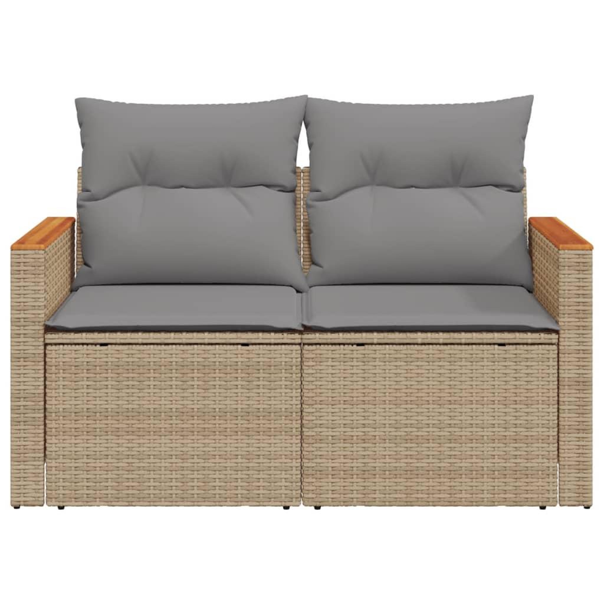 Voir la diapositive 5 : VIDAXL Canape de jardin avec coussins 2 places beige resine tressee