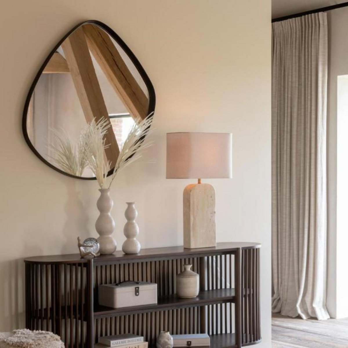 Paris Prix Miroir Mural Abstrait  Nigel  88cm Marron Foncé