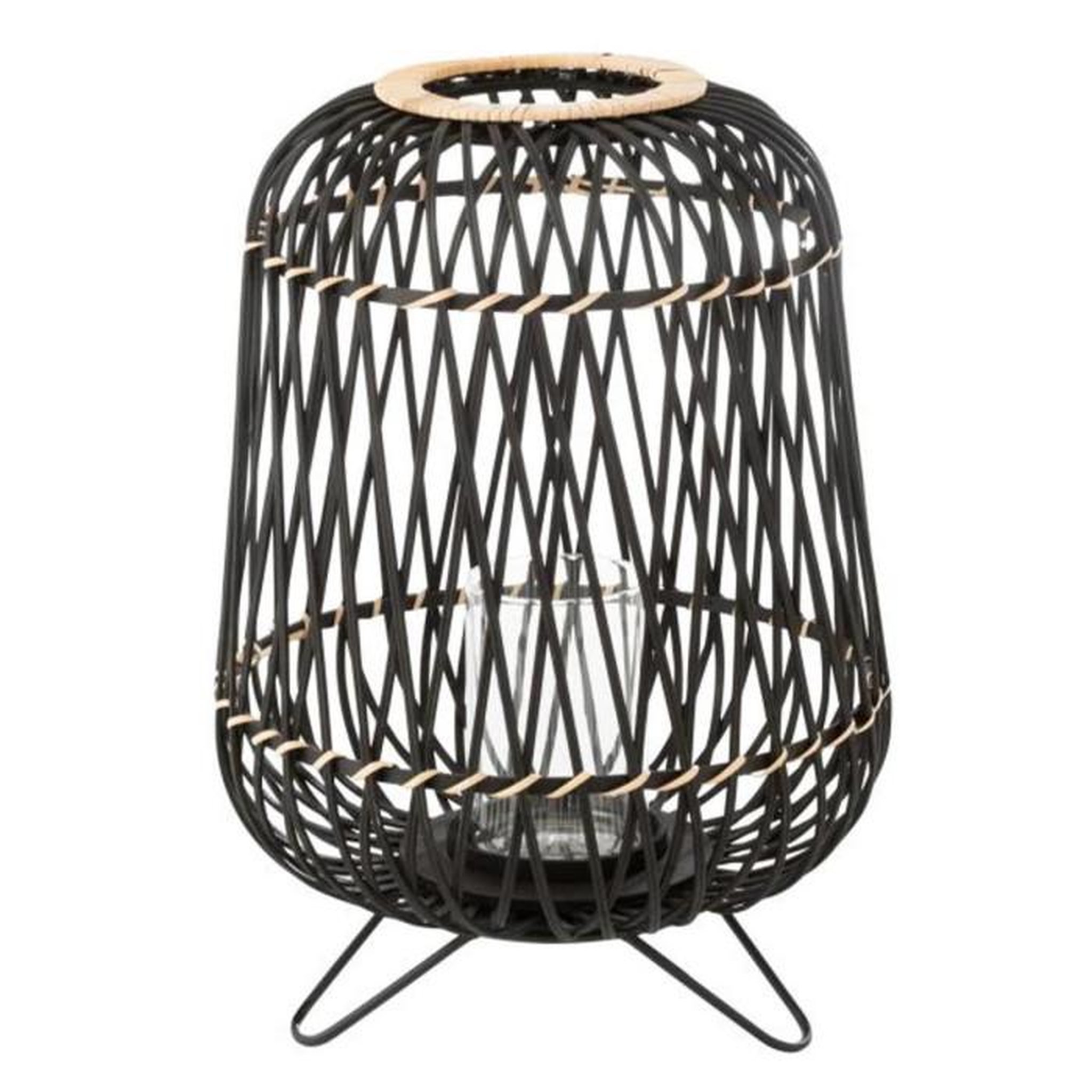 Voir la diapositive 1 : Paris Prix Lanterne Déco  Bambou sur Pied  41cm Noir