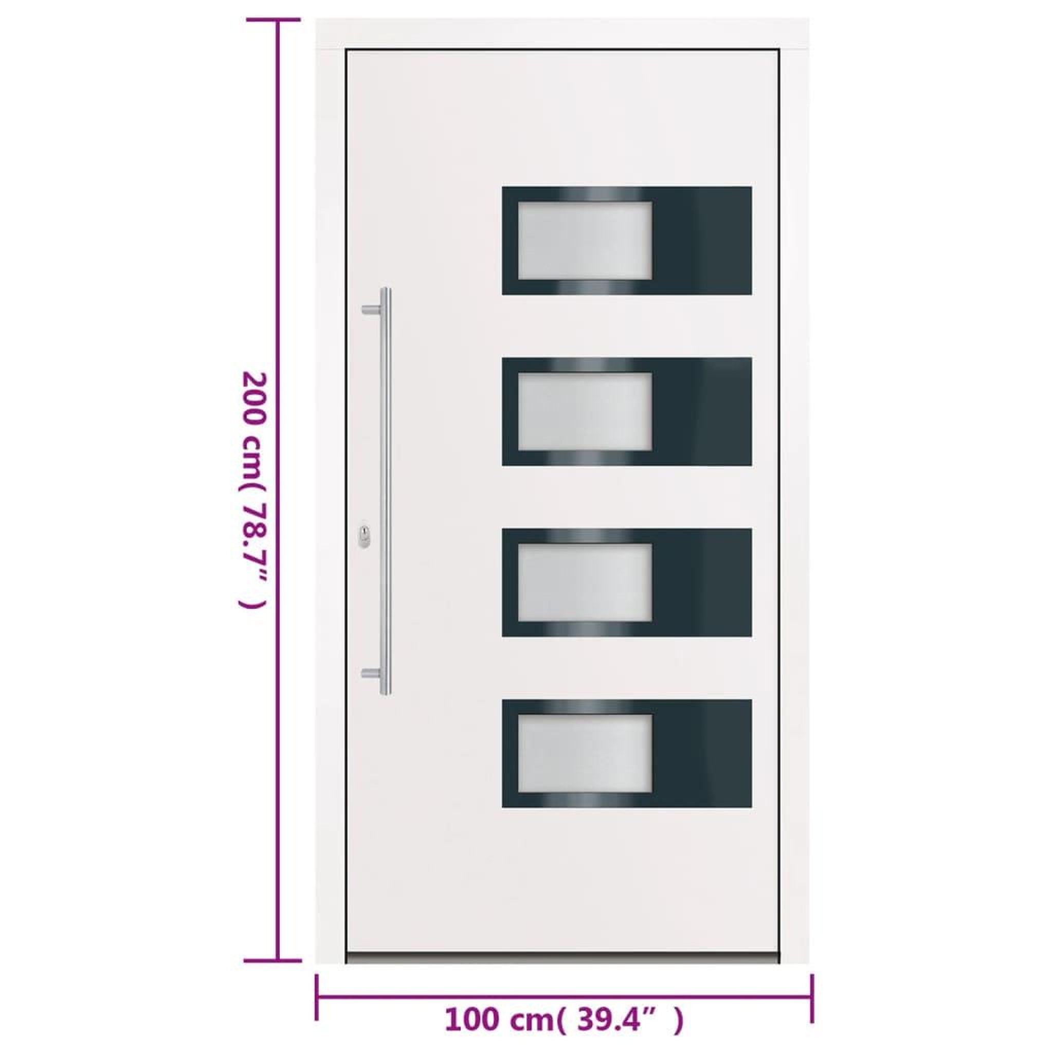 Voir la diapositive 6 : VIDAXL Porte d'entree Blanc 100x200 cm Aluminium et PVC