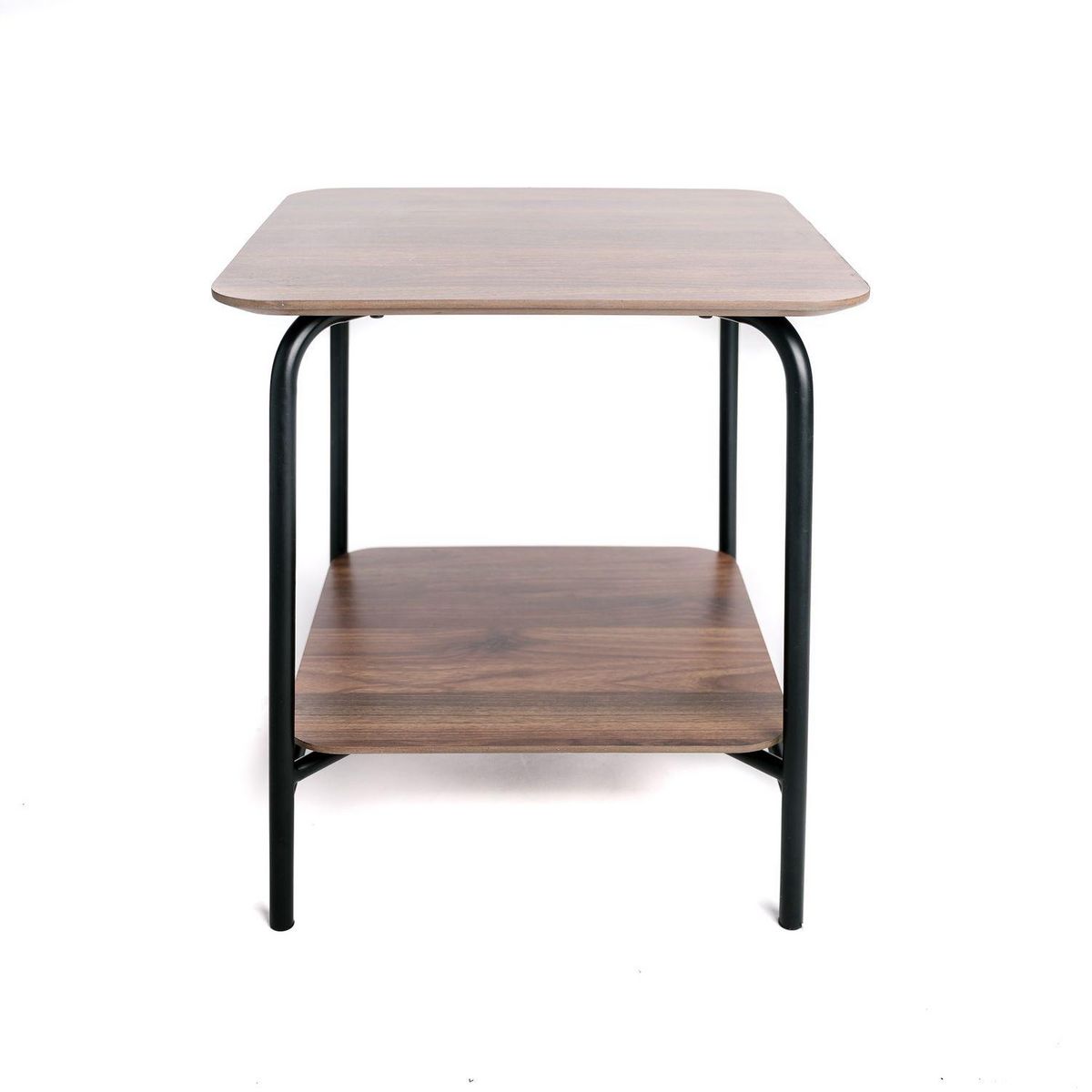 KB8 Table d'appoint en Métal et MDF avec 1 étagère - Marron et Noir