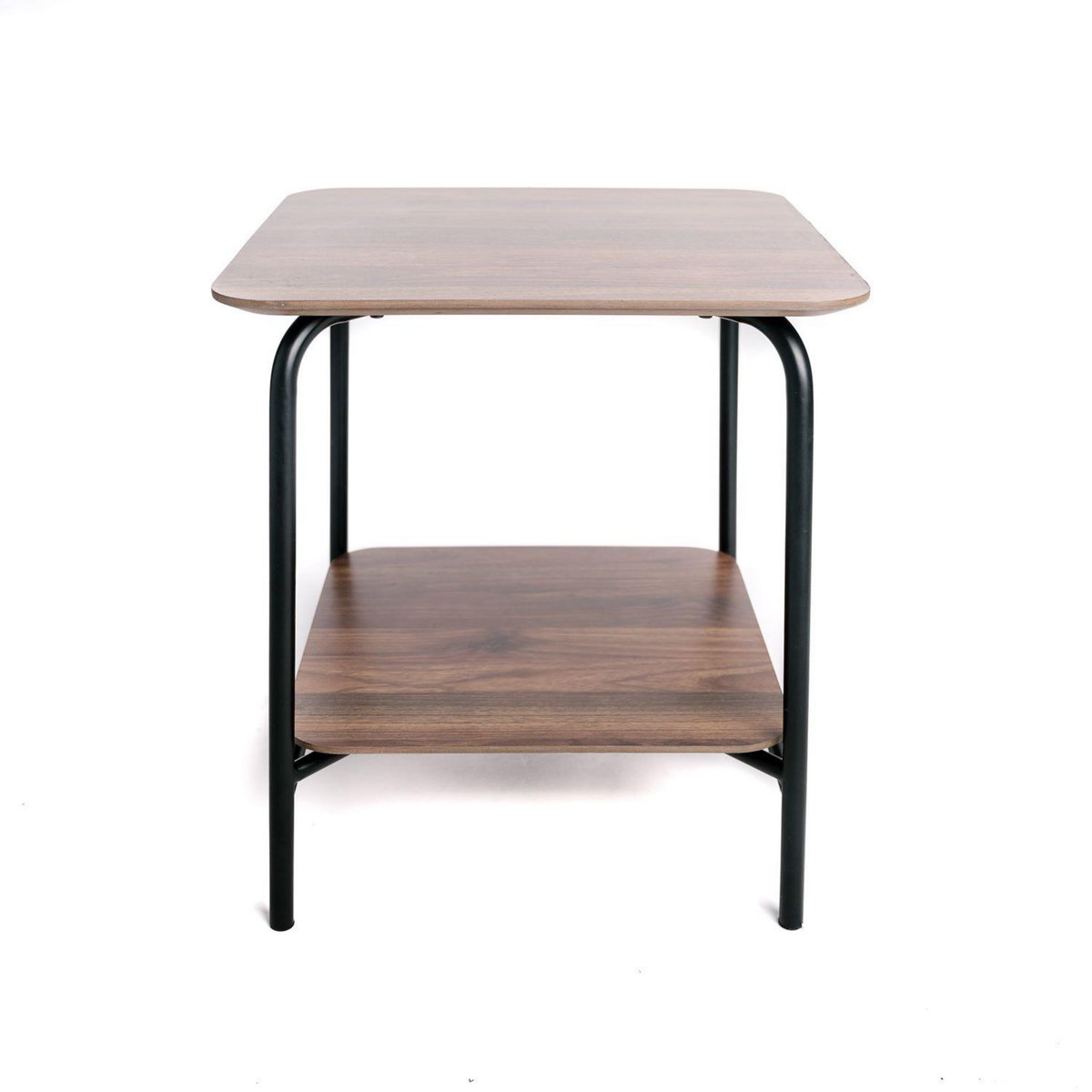 KB8 Table d'appoint en Métal et MDF avec 1 étagère - Marron et Noir