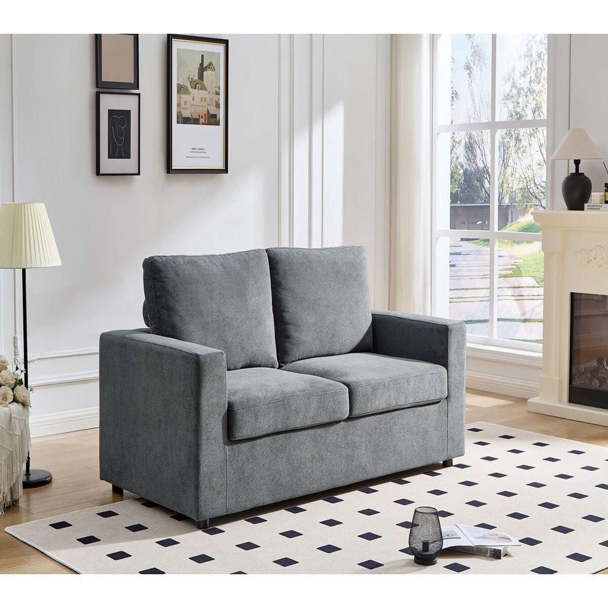 Voir la diapositive 2 : Habitat et Jardin Canapé convertible express en tissu  elena  - 3 places - couchage 140 cm - gris