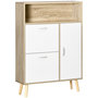 Voir la diapositive 1 : HOMCOM Meuble à chaussures design scandinave placard 3 portes 3 étagères niche piètement effilé incliné bois panneaux aspect chêne clair