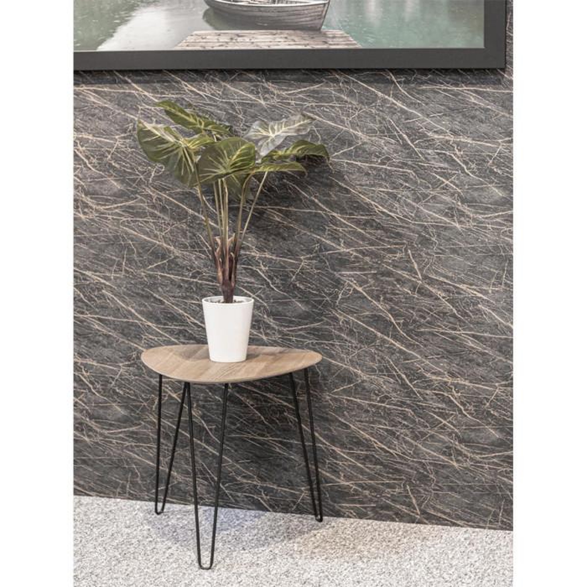 Voir la diapositive 3 : Paris Prix Table d'Appoint Design  Rodry  43cm Chêne & Noir