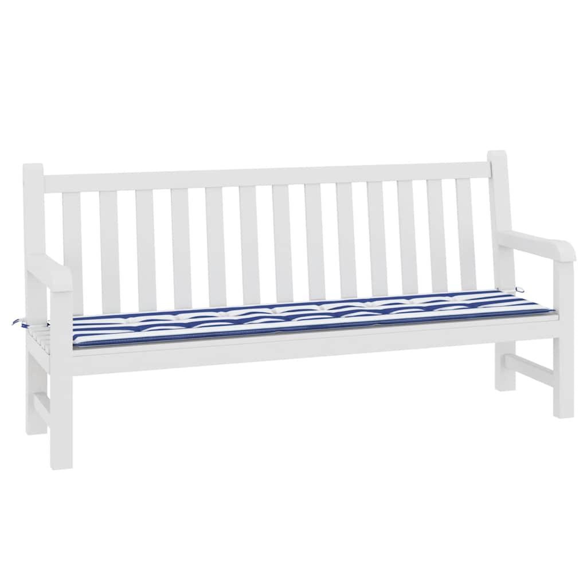 Voir la diapositive 3 : VIDAXL Coussin de banc de jardin rayures bleues et blanches 200x50x3cm