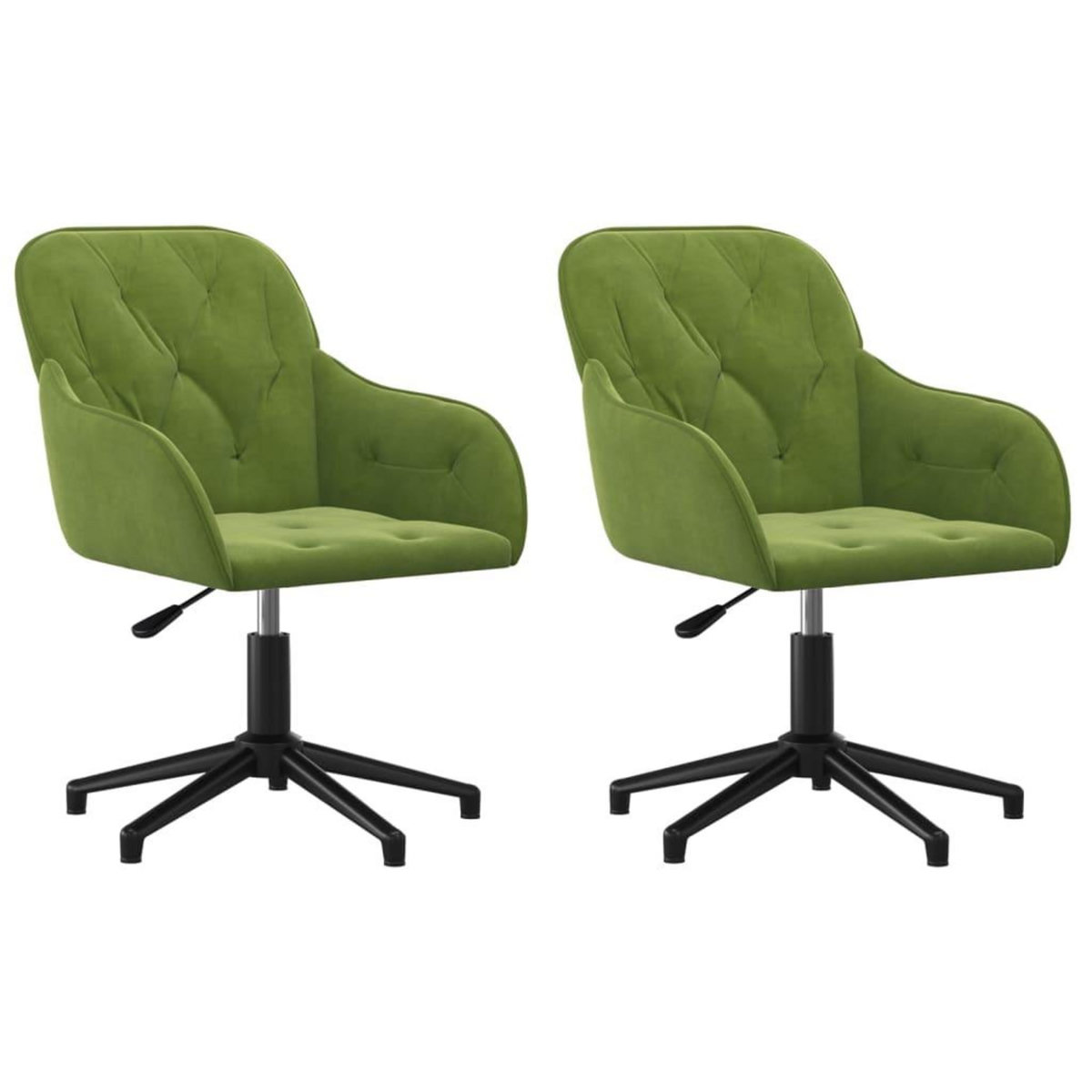 VIDAXL Chaises pivotantes a manger lot de 2 Vert clair Velours