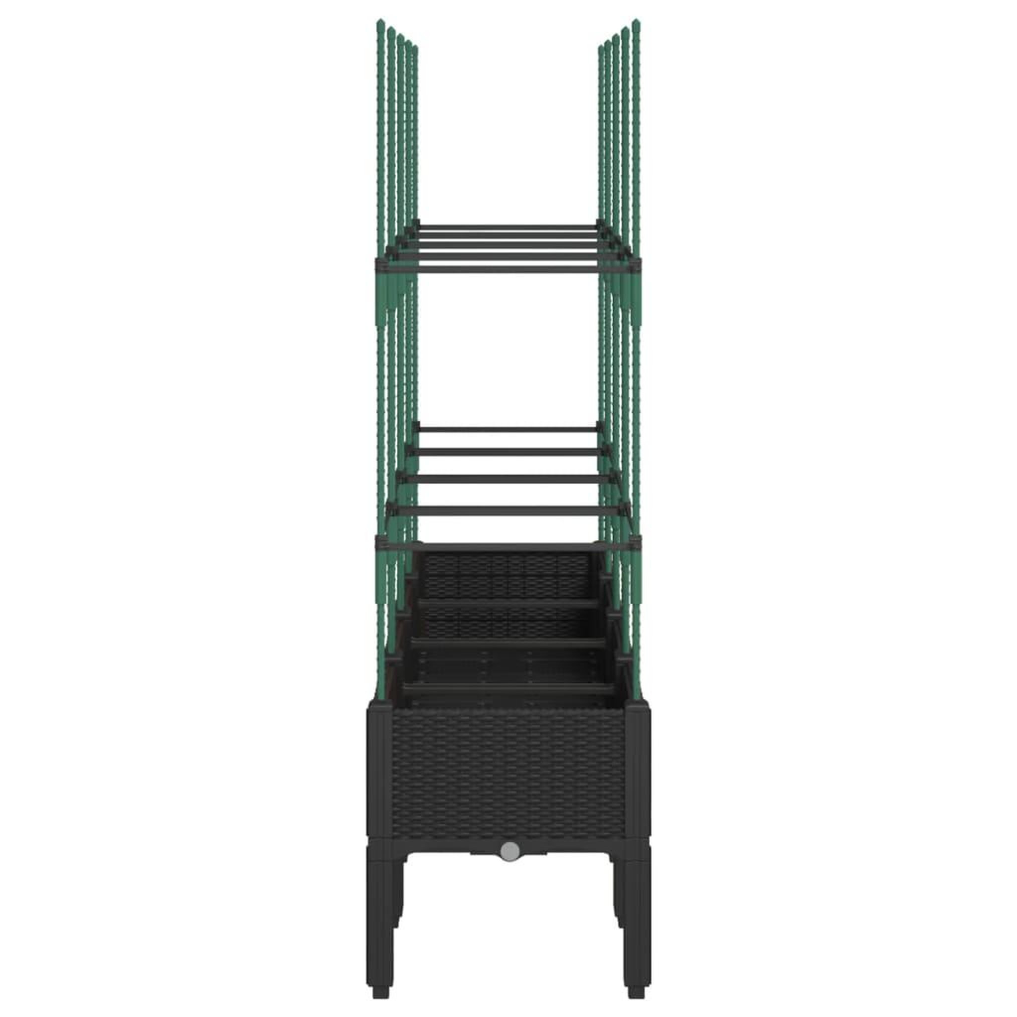 Voir la diapositive 4 : VIDAXL Jardiniere avec treillis noir 160x40x142,5 cm PP