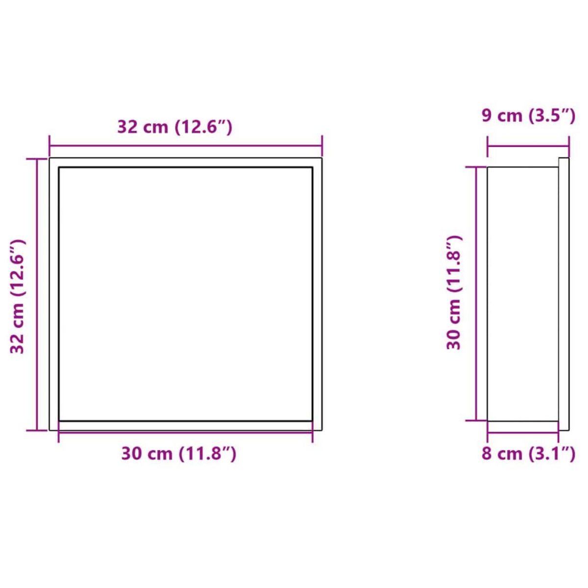 VIDAXL Niche de douche argente brosse 32x32x9 cm acier inoxydable