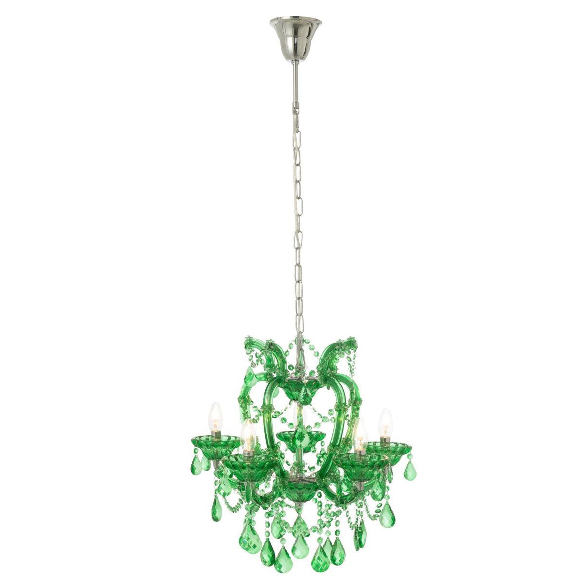 Voir la diapositive 2 : J-LINE Lustre en verre  antique  57cm vert émeraude