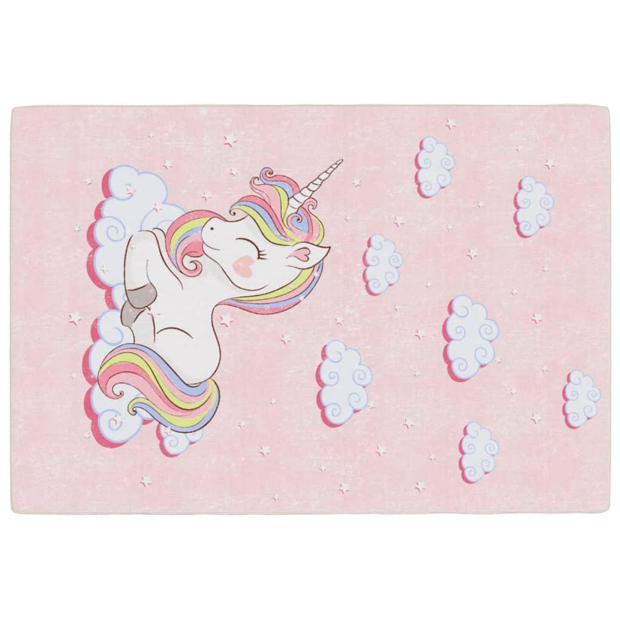 Voir la diapositive 2 : VIDAXL Tapis enfants rose 160x230 cm licorne antiderapant lavable