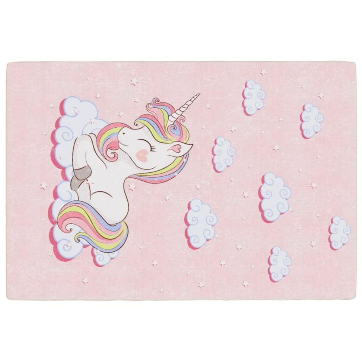 VIDAXL Tapis enfants rose 160x230 cm licorne antiderapant lavable