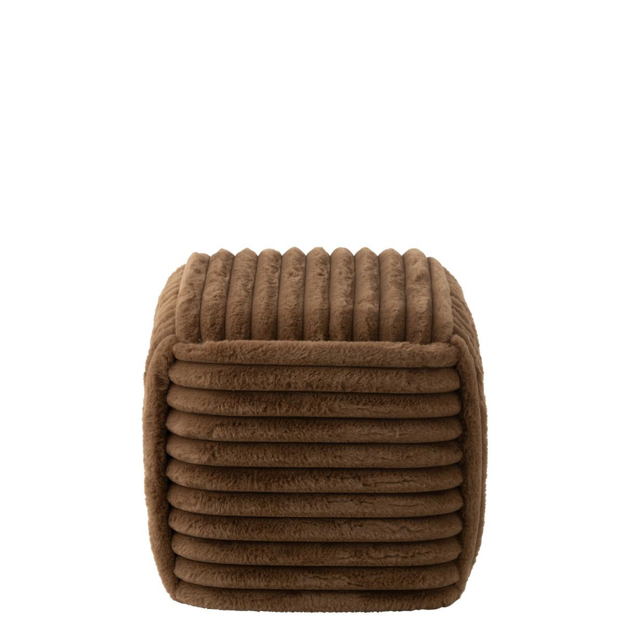 Voir la diapositive 2 : J-LINE Pouf carré côtelé  nuage  45cm marron