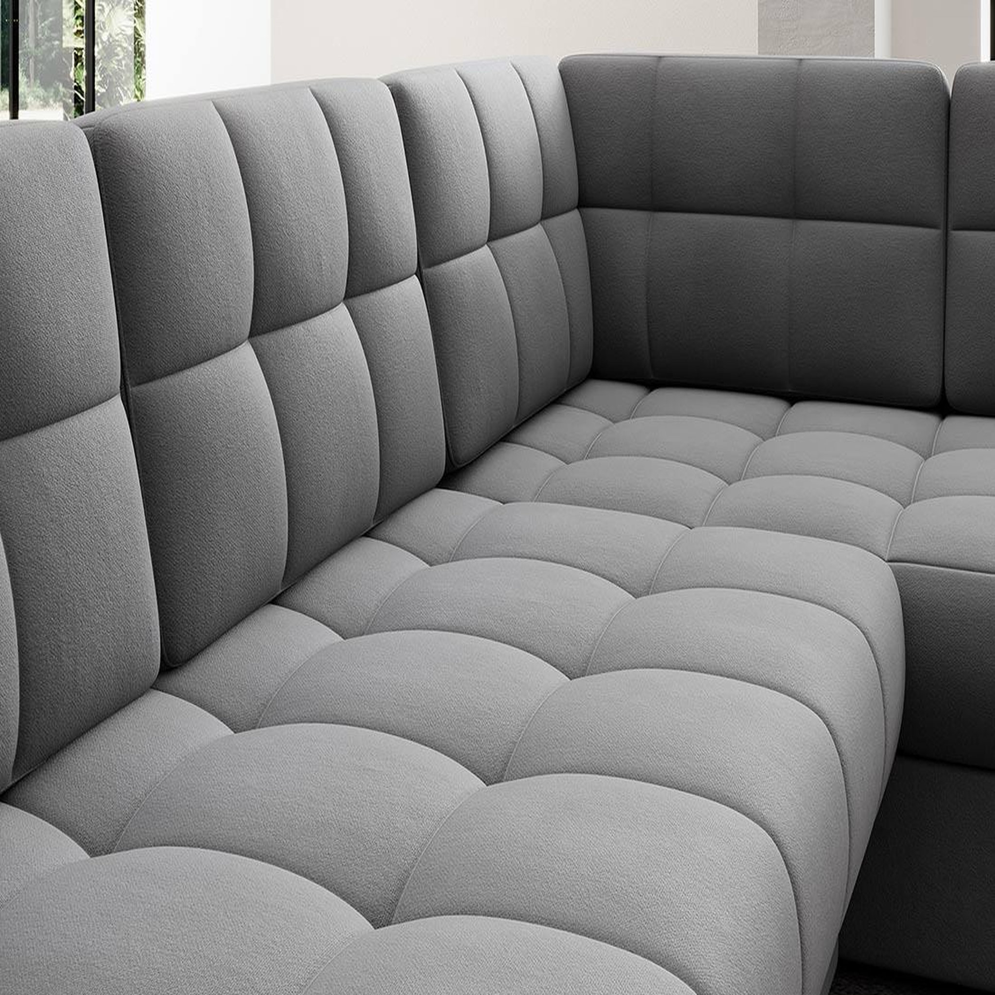 Voir la diapositive 6 : BEST MOBILIER Nappa - canapé panoramique d'angle droit 7 places convertible avec coffre en velours