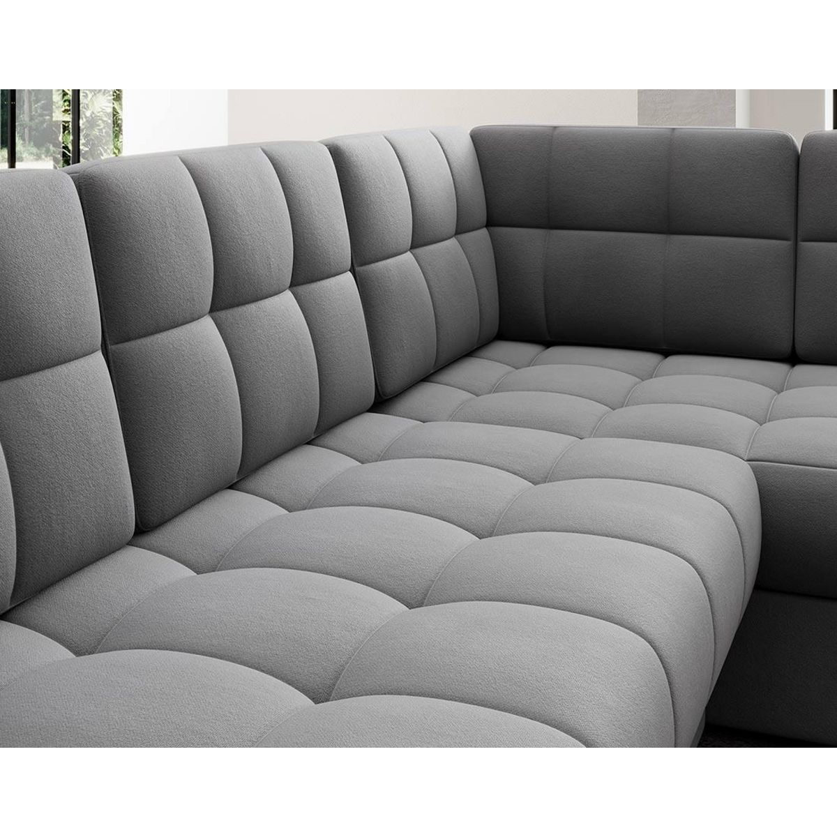 BEST MOBILIER Nappa - canapé panoramique d'angle droit 7 places convertible avec coffre en velours