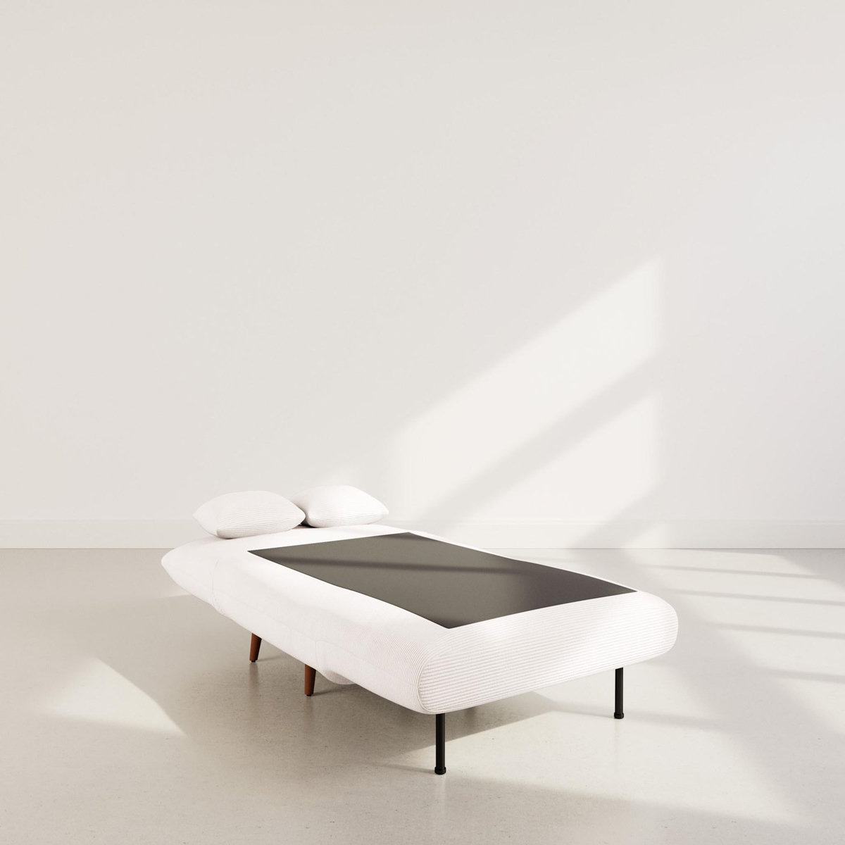 BEST MOBILIER Lumi - banquette convertible clic-clac 1 place en velours côtelé