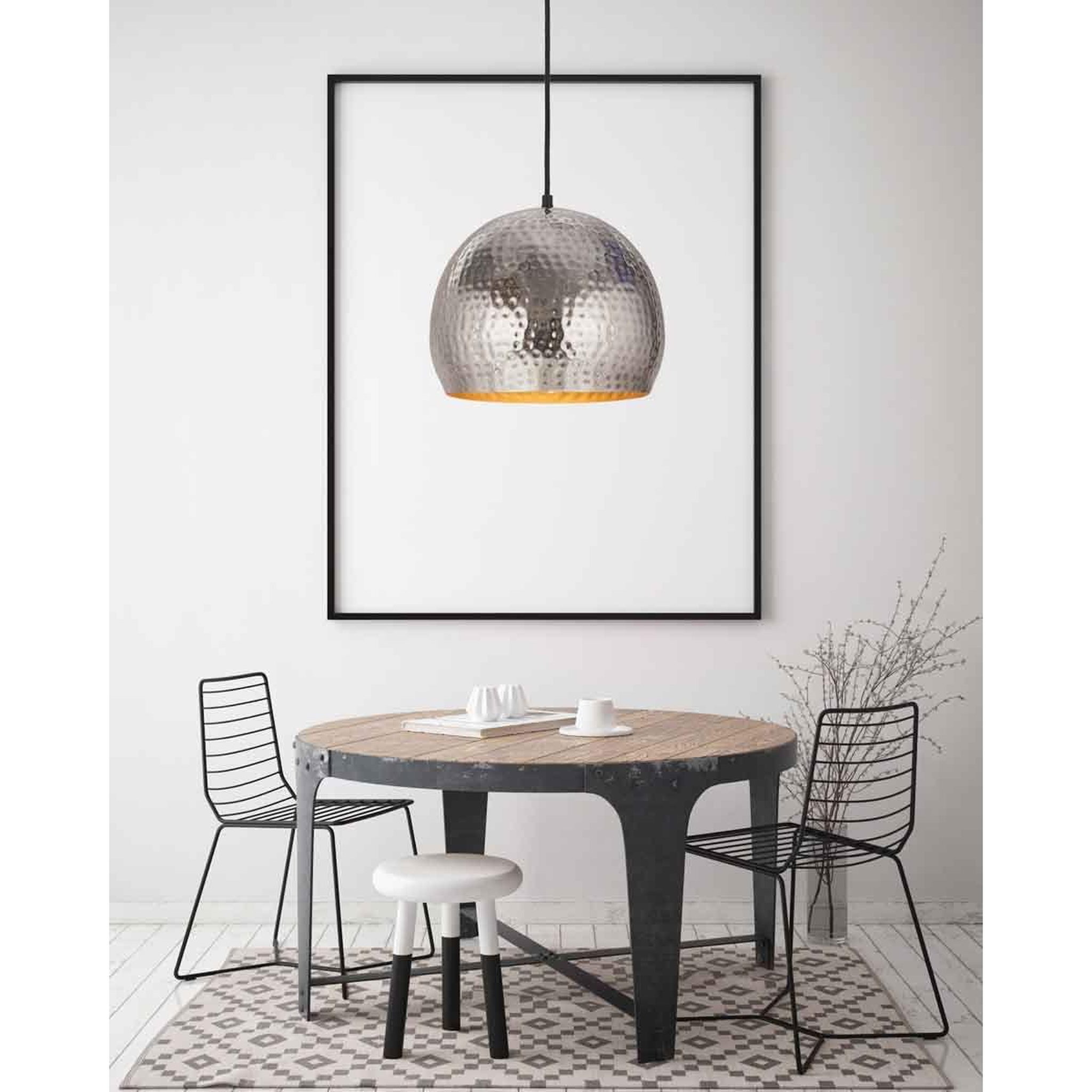 Voir la diapositive 2 : Paris Prix Lampe suspension design  fabricia  27cm argent