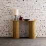 Voir la diapositive 2 : SWEEEK Console ovale scandinave effet bois rainuré. pieds ronds. couleur naturelle. L 120 x P 35 x H 75cm