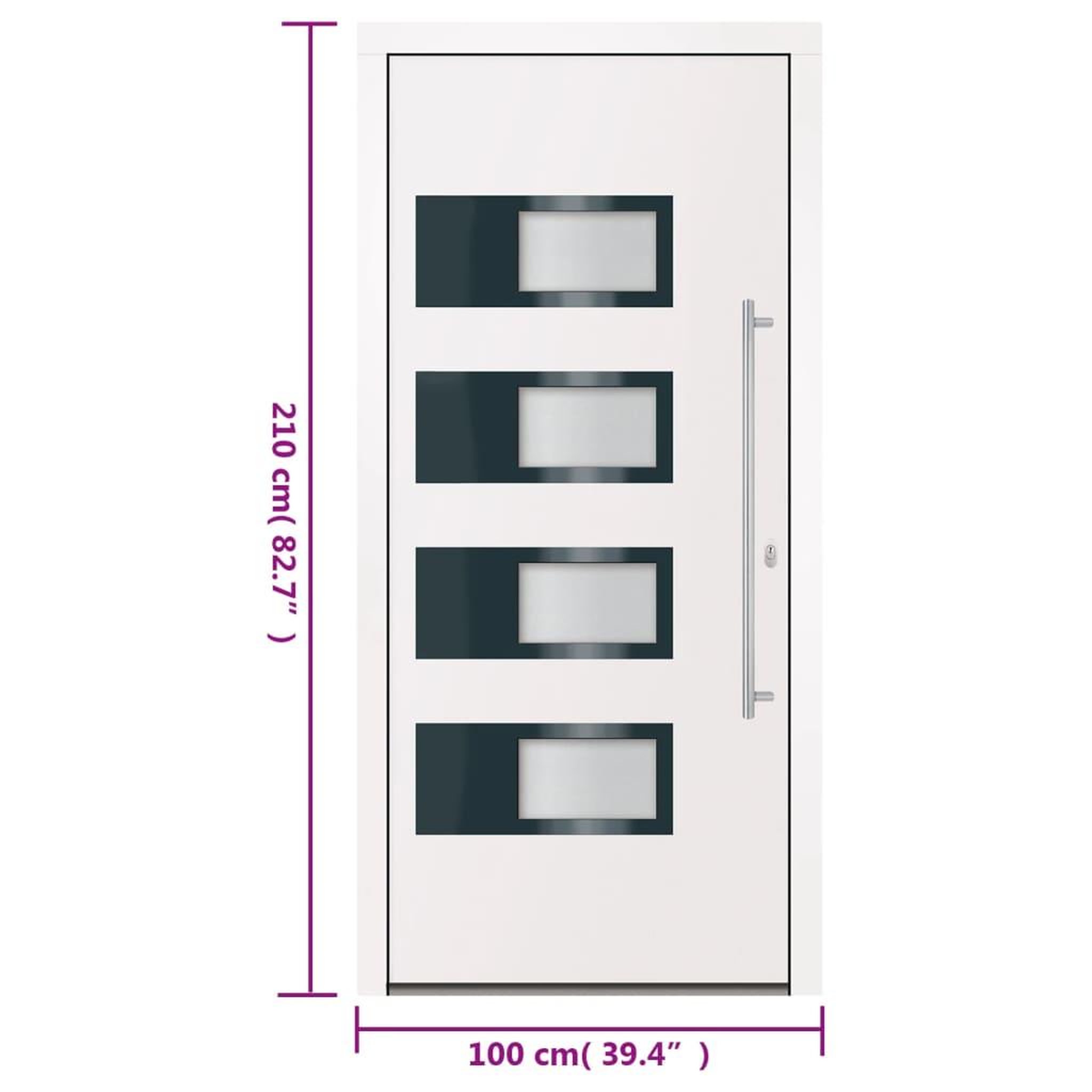 Voir la diapositive 6 : VIDAXL Porte d'entree Blanc 100x210 cm Aluminium et PVC