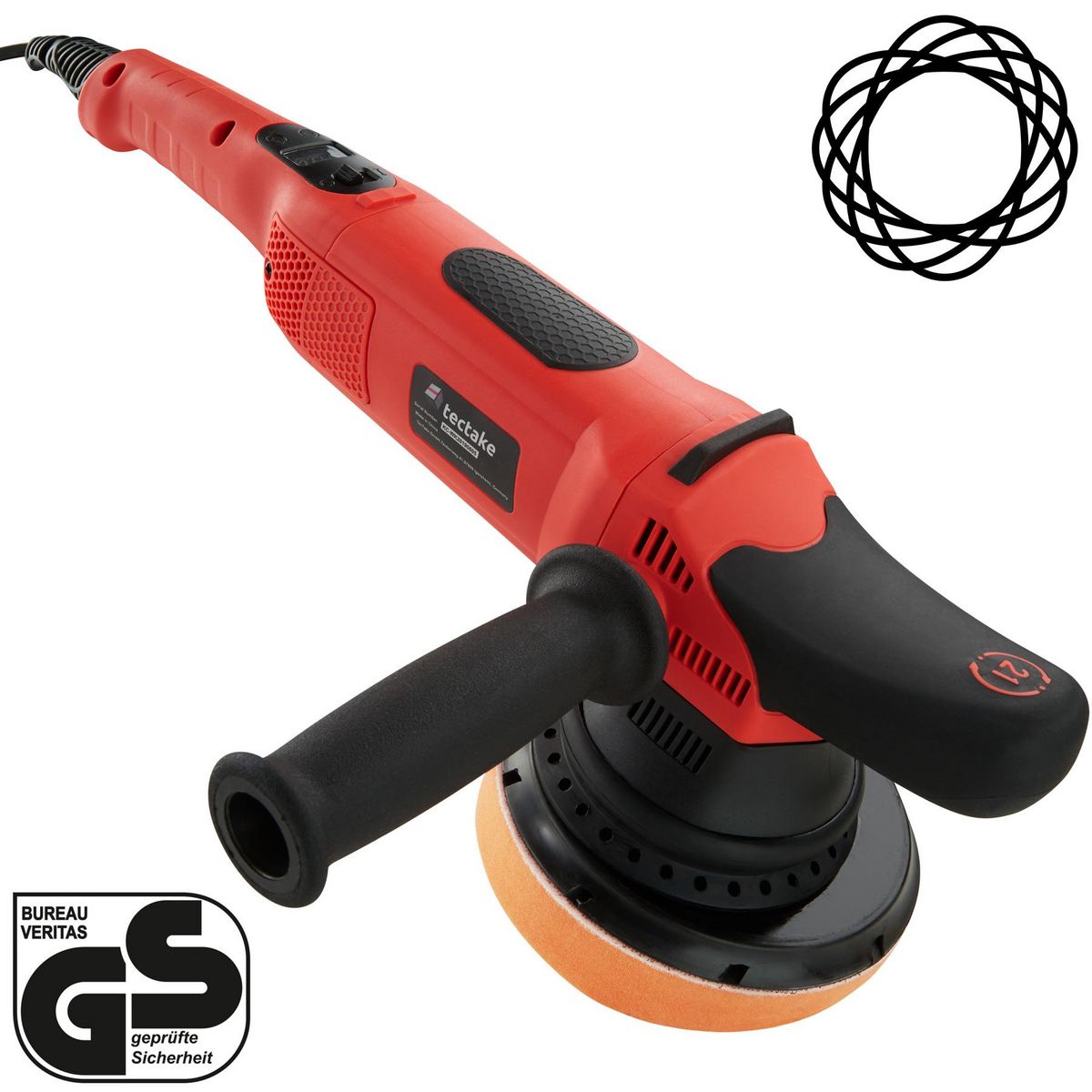 tectake Lustreuse Polisseuse Rectifieuse Excentrique avec 24 Accessoires 810 W noir/rouge