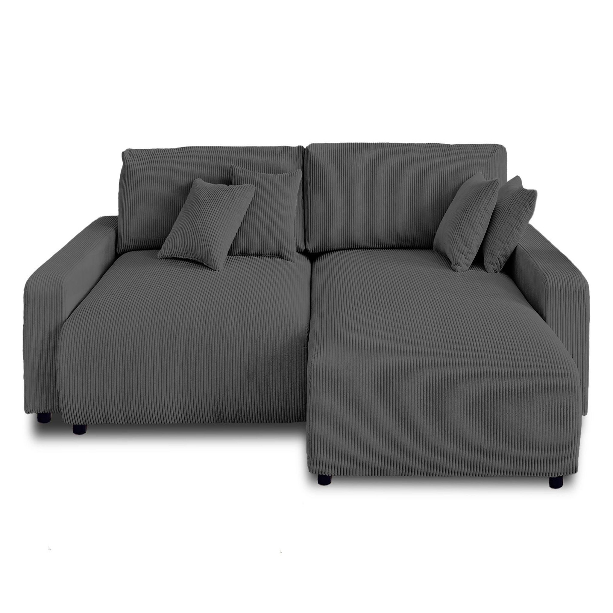Voir la diapositive 1 : BEST MOBILIER Pivoine - canapé d'angle réversible - 4 places - convertible avec coffre - en velours côtelé