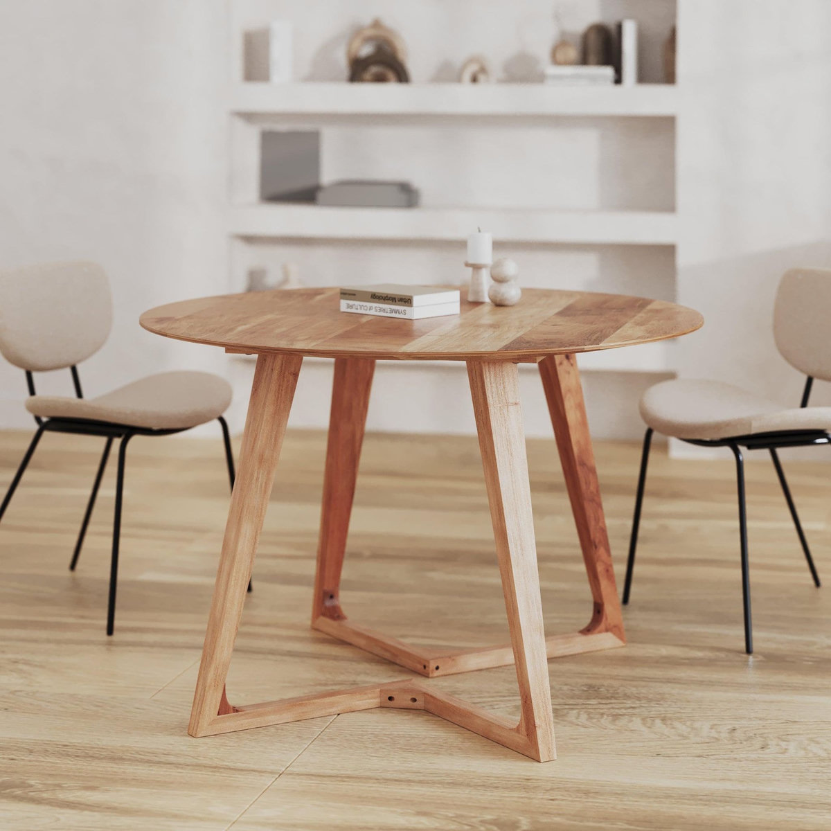 Rendez vous déco Table ronde 4 personnes en bois d'acacia D115 cm-Iguana