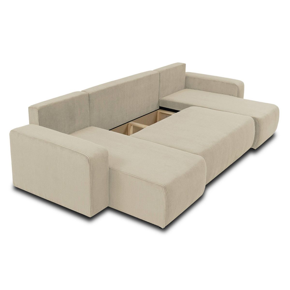 BEST MOBILIER Artemisa - canapé panoramique en u - 7 places - convertible avec coffre - en velours côtelé