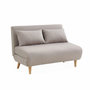 Voir la diapositive 1 : SWEEEK Canapé convertible en tissu - Guesta - 2 places scandinave. pieds bois foncé. beige. banquette. dossier inclinable