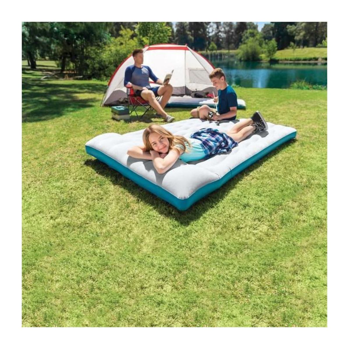 INTEX Matelas Gonflable 2 Places  Camping  193cm Bleu