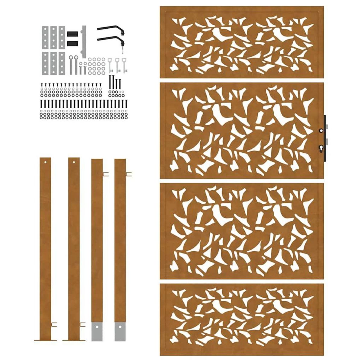 VIDAXL Porte de jardin acier resistant aux intemperies design feuilles