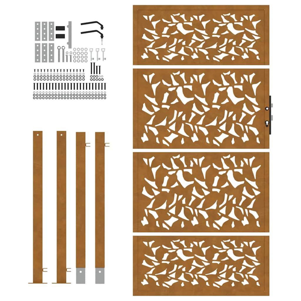 VIDAXL Porte de jardin acier resistant aux intemperies design feuilles