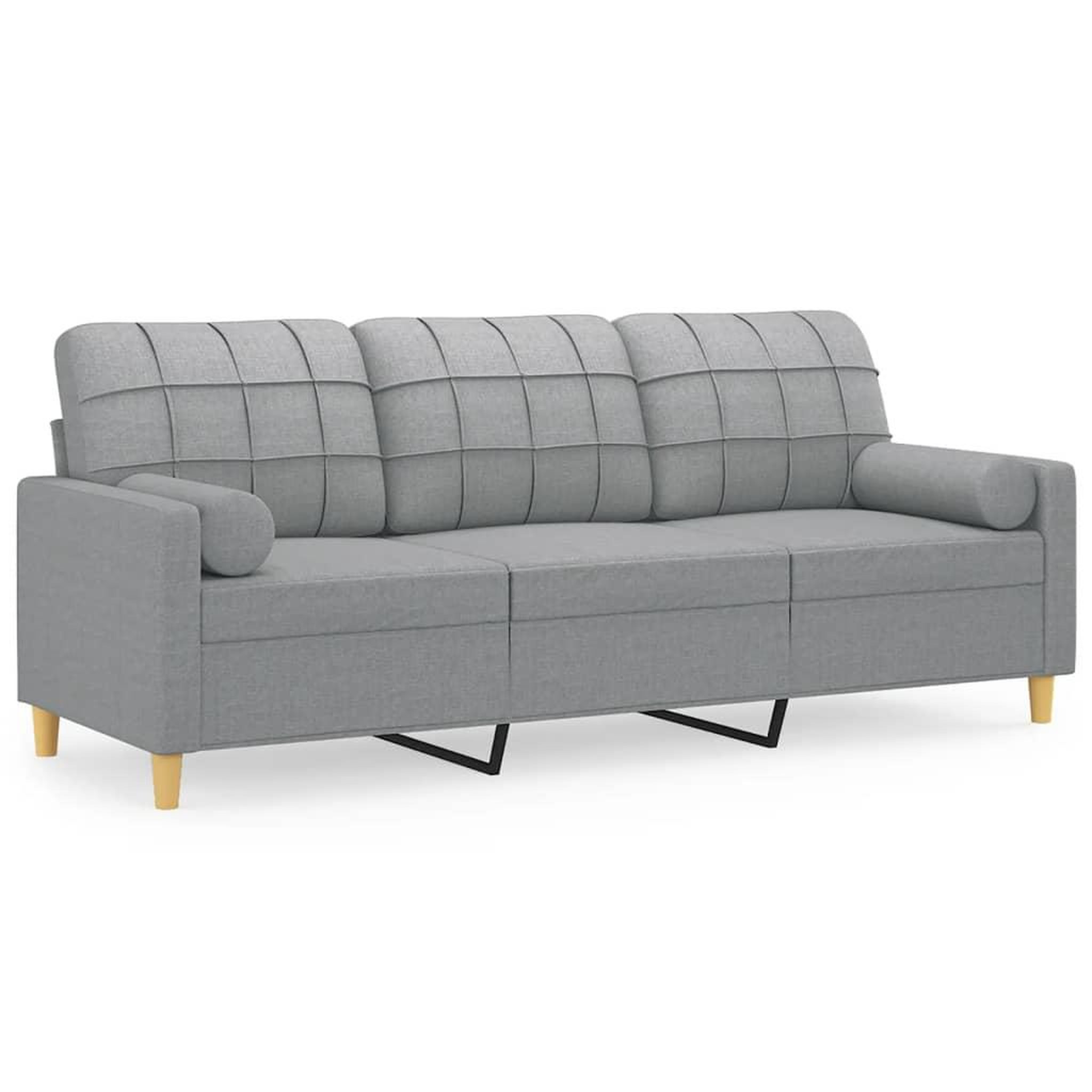Voir la diapositive 2 : VIDAXL Canape 3 places avec oreillers gris clair 180 cm tissu