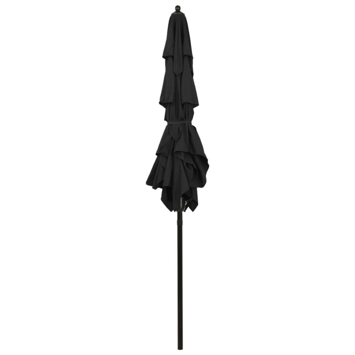 VIDAXL Parasol de jardin a 3 niveaux avec mat en aluminium noir 2x2 m