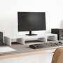 Voir la diapositive 1 : VIDAXL Support de moniteur élévateur réglable blanc bois d ingénierie