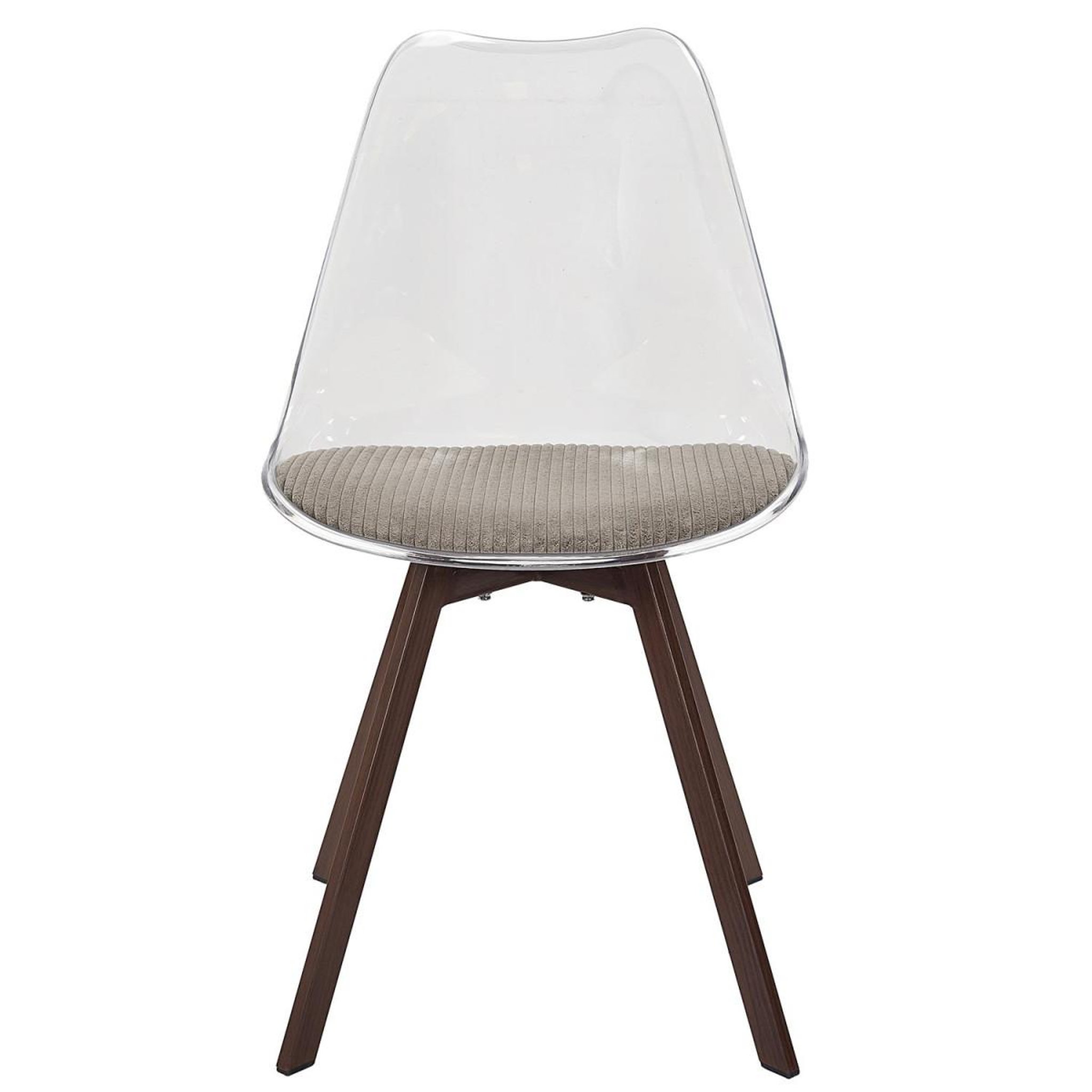 Voir la diapositive 3 : The Home Deco Factory Lot de 4 chaises coussin côtelé  scott  82cm transparent & taupe