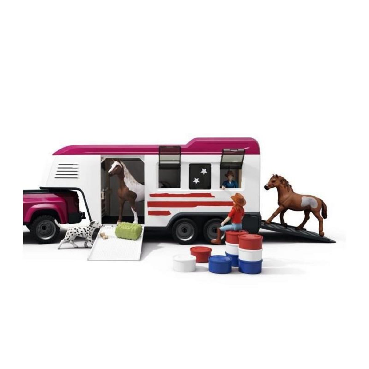 Schleich Figurine Pick-up et sa grande remorque équestre, Schleich 42705 Gamme Horse Club