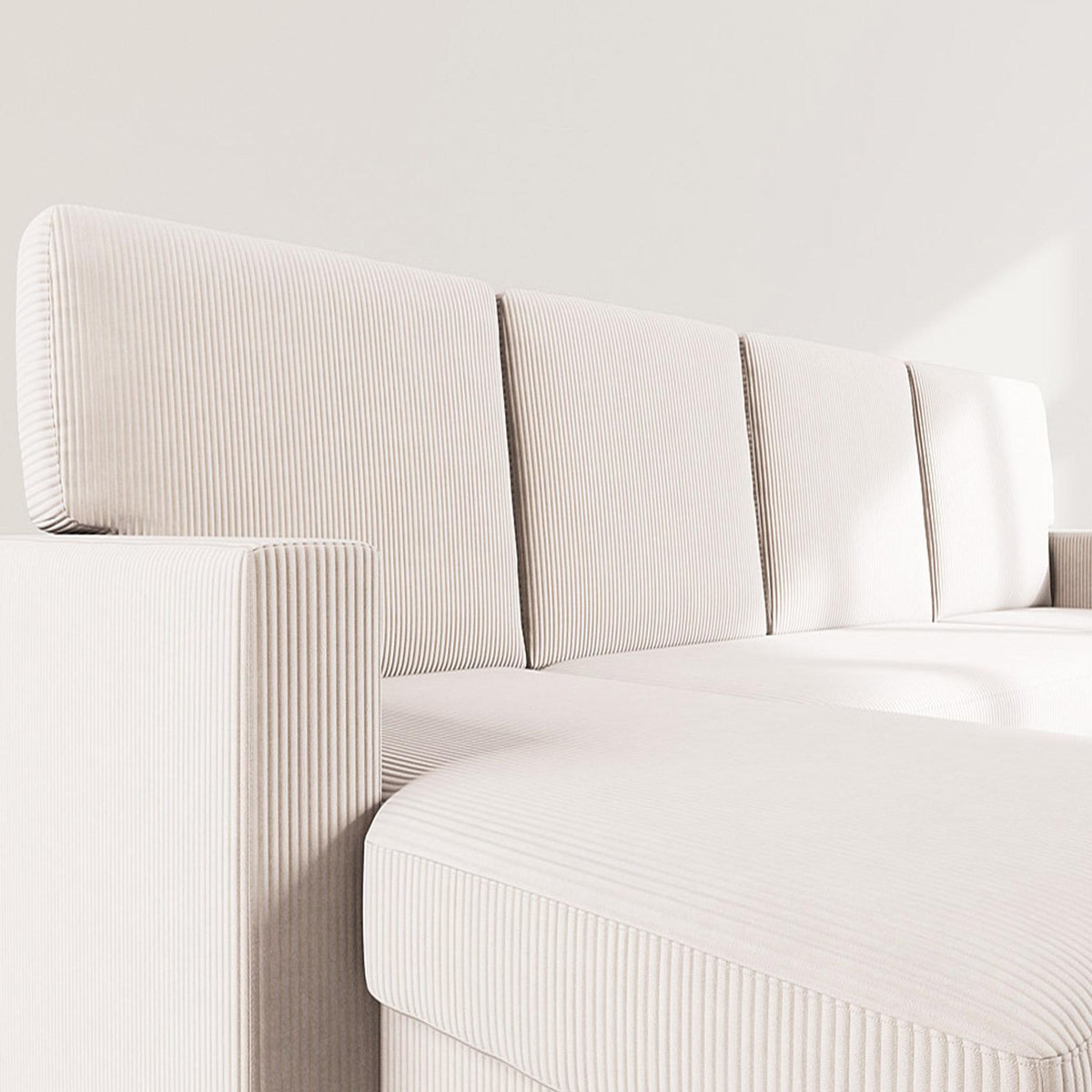 BEST MOBILIER Meiya - canapé panoramique en u 7 places convertible avec coffre en velours côtelé