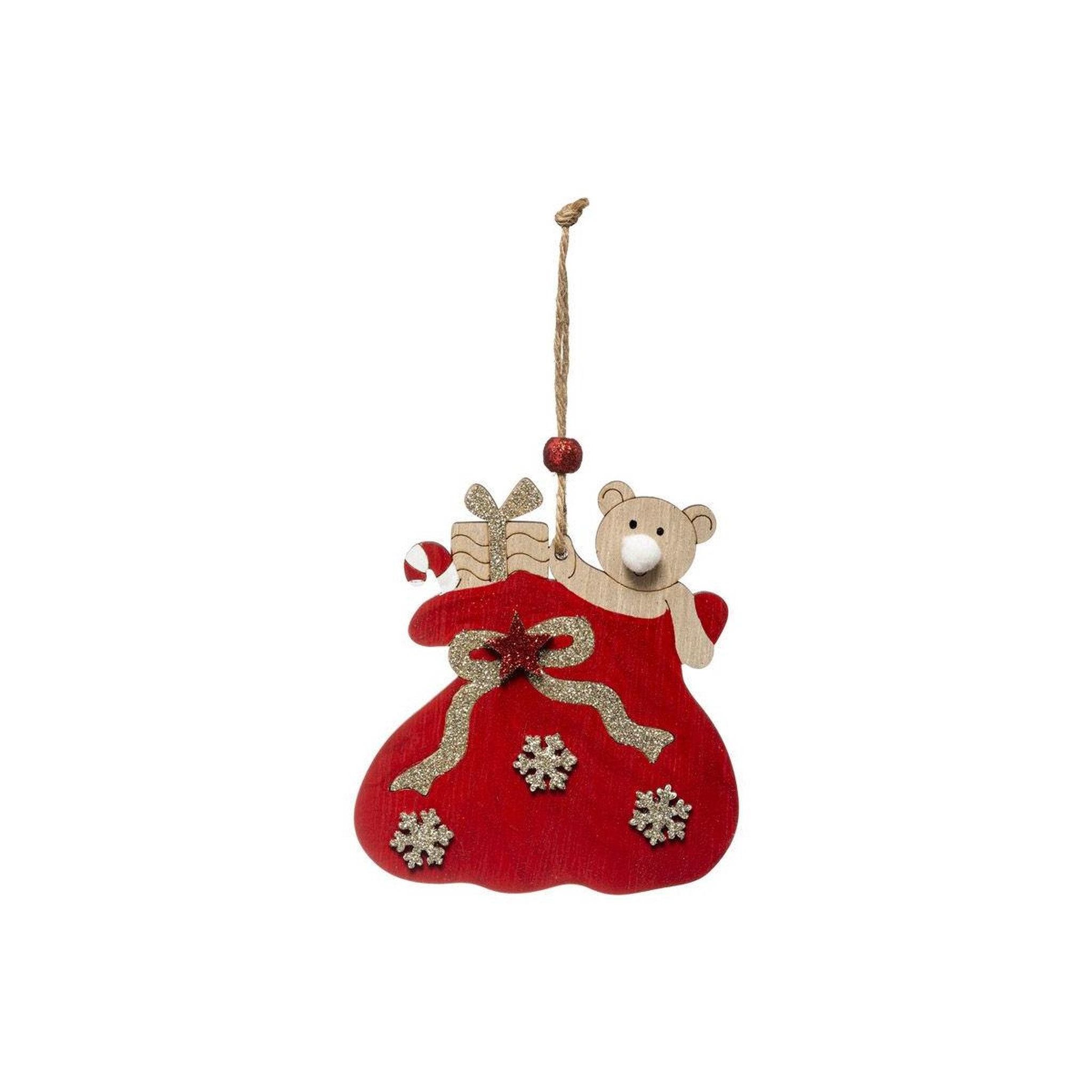FEERIC LIGHT & CHRISTMAS Sujet de noël hotte ours  soir  18cm rouge